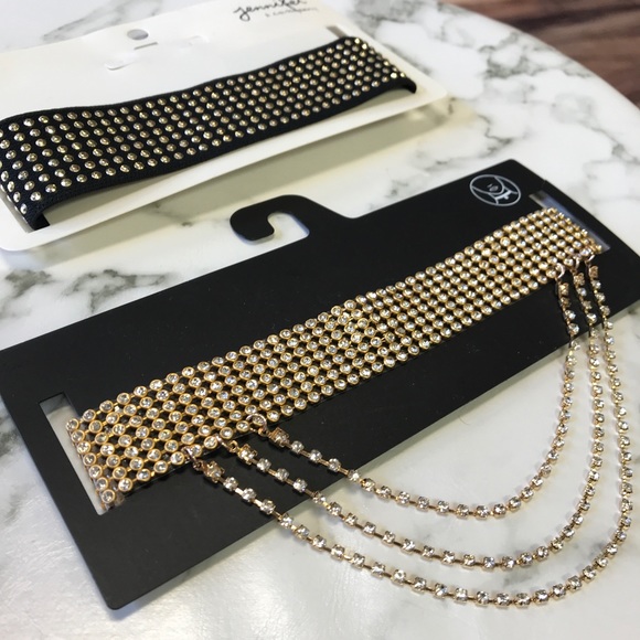 Jewelry - ‼️ Gold Rhinestone Black Choker Necklace